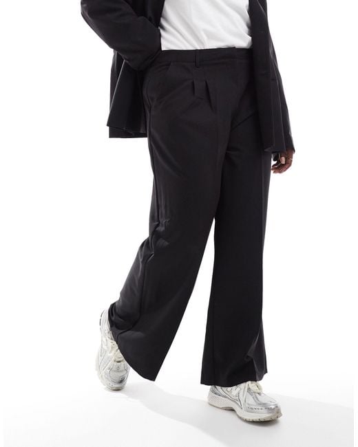 Collusion Black Plus Relaxed Wide Leg Tailored Trousers Co-ord