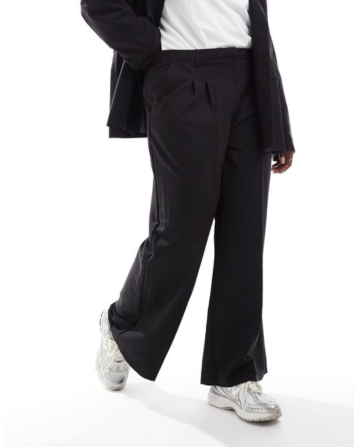 Plus - pantalon habillé d'ensemble coupe ample décontractée Collusion en coloris Black