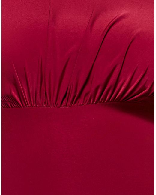 Goddiva Open Back Cowl Neck Gathered Maxi Dress With Velvet Tie Back