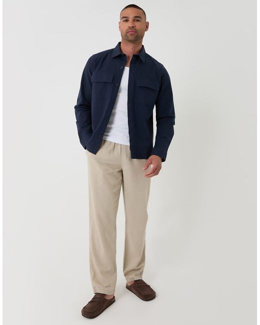 Threadbare Blue Linen Blend Lightweight Shacket for men