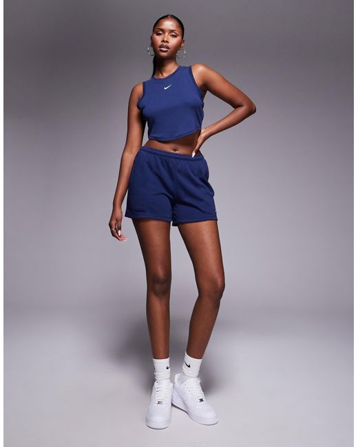 Nike Blue – geripptes essential-tanktop mit cropped-schnitt