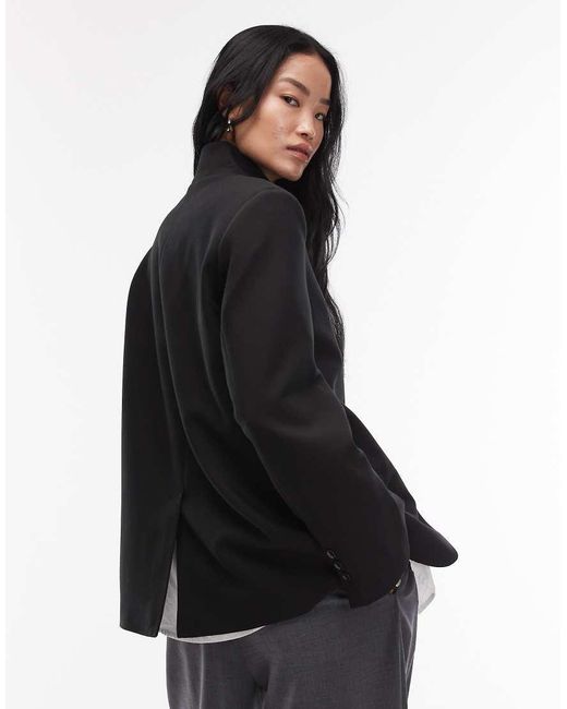 ASOS Blue Funnel Neck Wrap Blazer