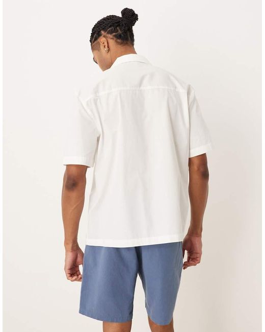 Camicia Comoda Bianca Con Rever E Cuciture A Vista di ASOS in White da Uomo