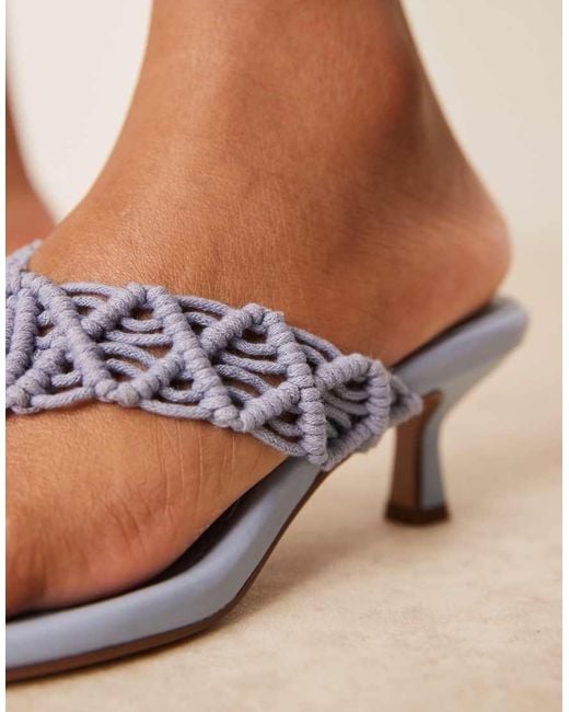 ASOS Natural Hawaii Weave Toe Thong Kitten Heeled Sandals
