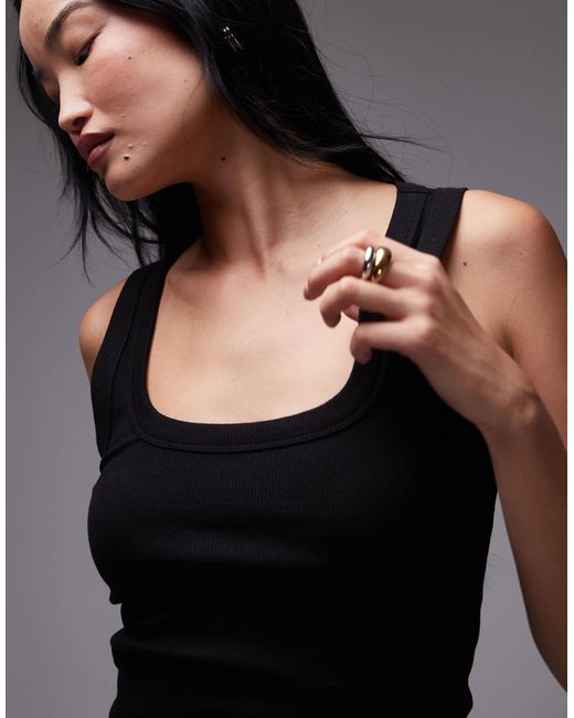 TOPSHOP Black – geripptes trägertop
