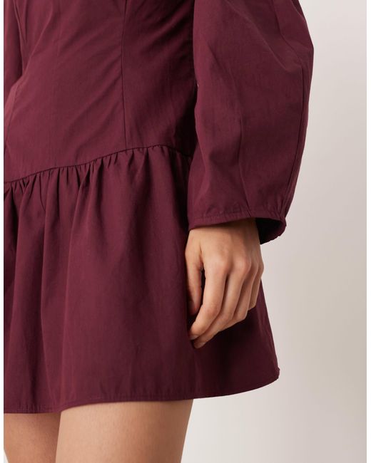 ASOS Red Cocoon Sleeve Drop Waist Mini Dress