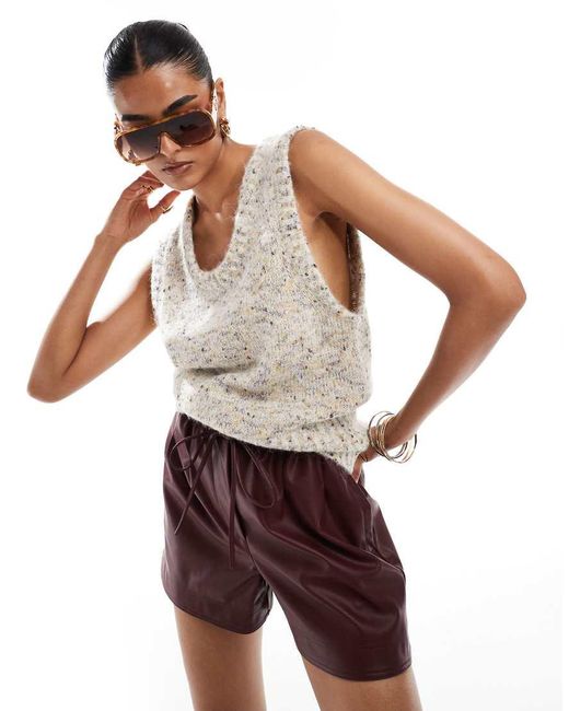 & Other Stories Natural Alpaca Blend Chunky Loose Knit Tank Top