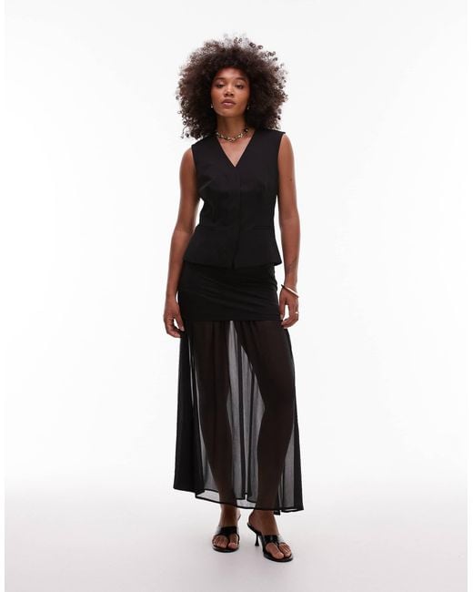 ASOS White Tailored Chiffon Layer Maxi Skirt