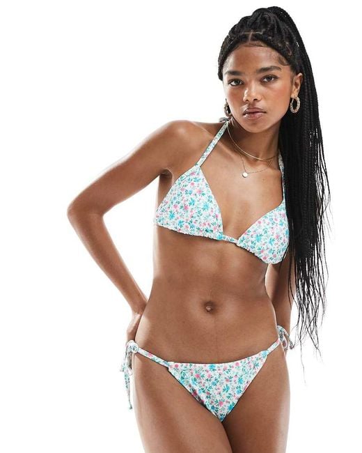 New Look Bikinibroekje Met Fijne Bloemenprint in het White