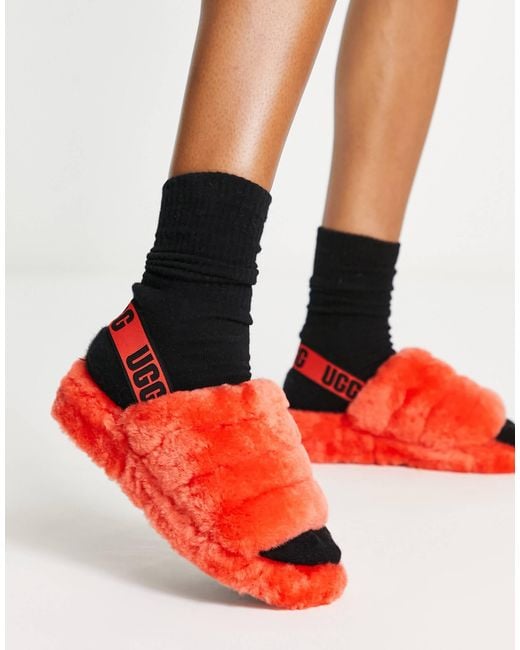 Ugg Red Fluff Yeah Slide Slipper