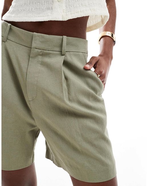 Stradivarius Green Tailored Shorts