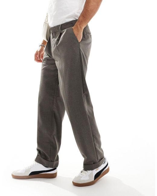 Pantalon droit habillé microtexturé - marron ASOS pour homme en coloris Gray