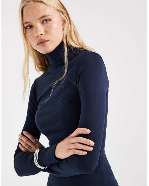 ASOS Blue Funnel Neck Long Sleeve Top