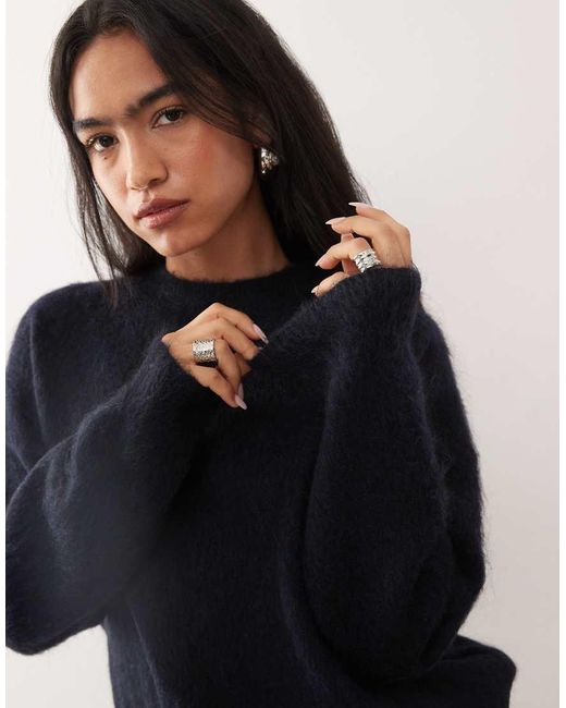 Weekday Blue Premium Wool & Mohair Blend Jumper