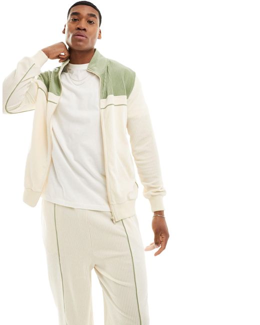 ASOS White Standard Fit Ribbed Velour Jacket for men