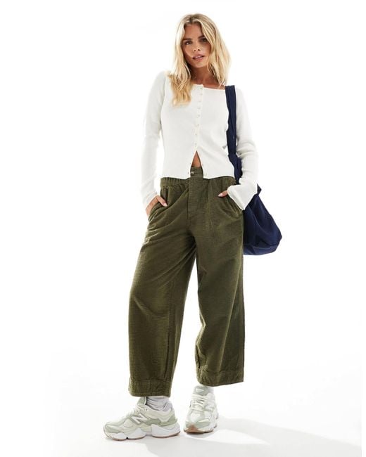 ASOS Green Asos Design Petite Barrel Trousers