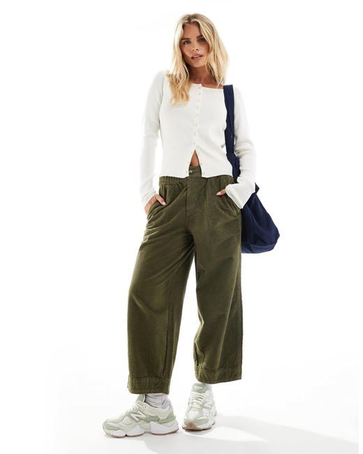 Asos design petite - pantalon bouffant en velours gaufré - kaki ASOS en coloris Green