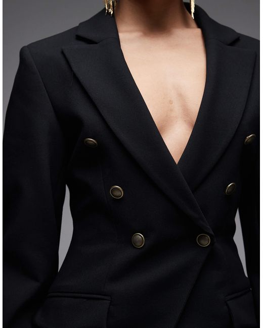 ASOS Black Double Breasted Cinch Blazer