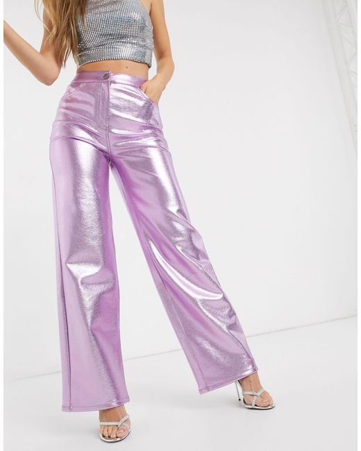 ASOS Synthetic Metallic Pu Wide Leg 