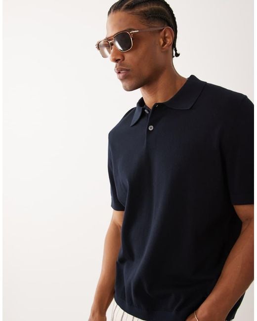 ARKET Black Pure Cotton Short Sleeve Polo Shirt for men