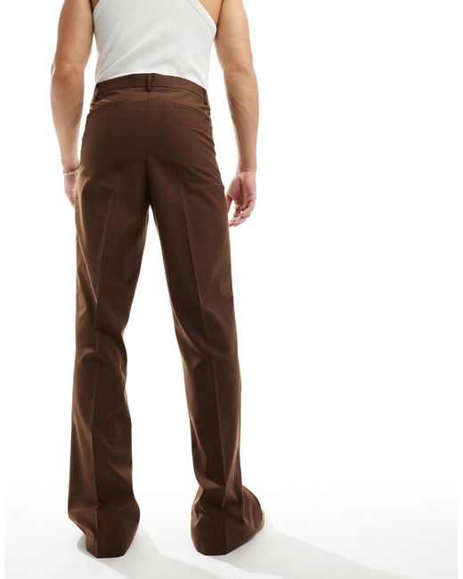 Pantalon élégant coupe évasée - marron ASOS pour homme en coloris Blue