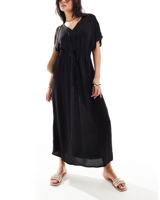 Vero Moda Black Sheer Maxi Kimono Beach Dress