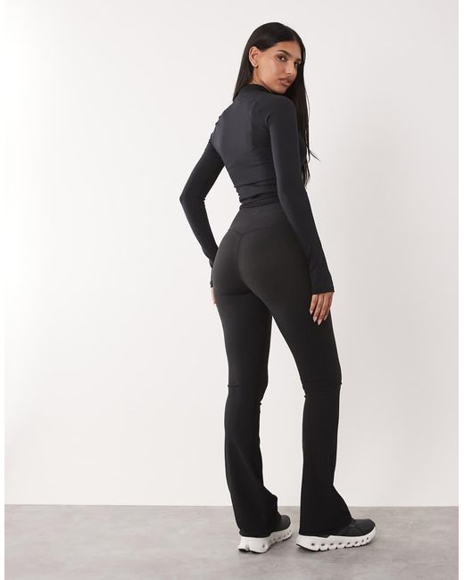 4505 Black Hourglass Micro Rib Wrap Waist Slim Kick Yoga Legging