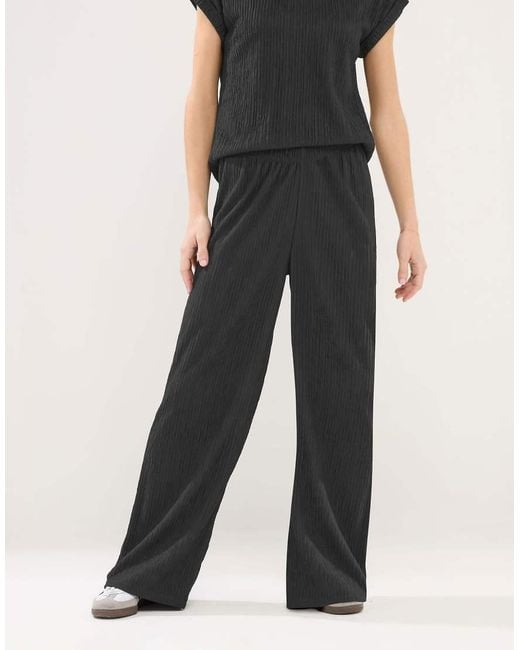 PixieGirl Black Petite Wide Leg Textured Trousers