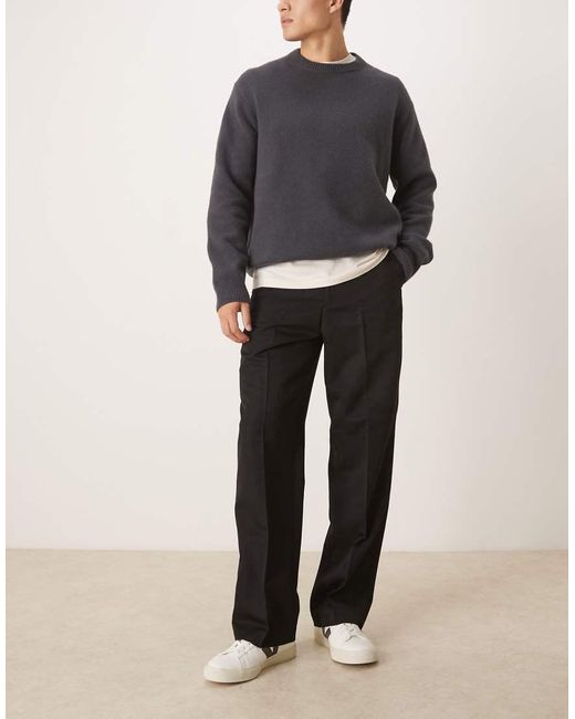 ASOS Black Smart Wide Leg Trousers for men