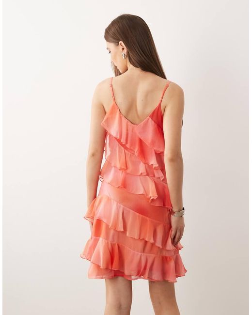 Vila Pink Ruffle Cami Mini Dress
