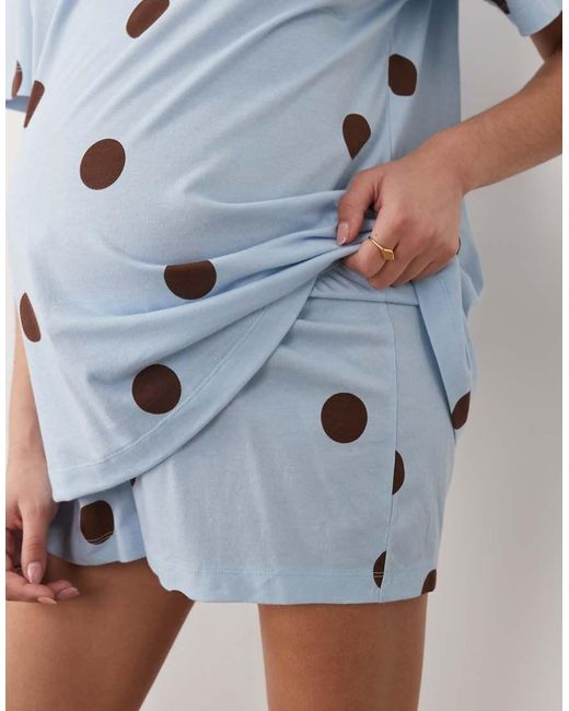 ASOS Blue Asos Design Maternity Oversized Tee And Shorts Pyjama Set