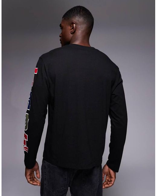 True Religion Blue Long Sleeve Graphic Logo T-Shirt With Sleeve Print for men