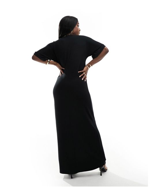 Robe t-shirt longue avec détail nœud Fashionkilla en coloris Black