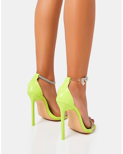 Public Desire Brown Jemma Wide Fit Diamante Barely There Barely There Stiletto Heels