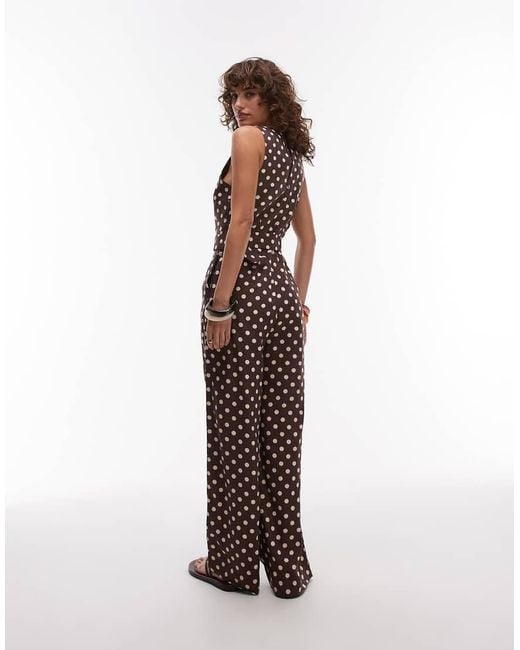 Mango Hoogsluitende Jumpsuit Met Rechte Pijpen En Stippen in het White