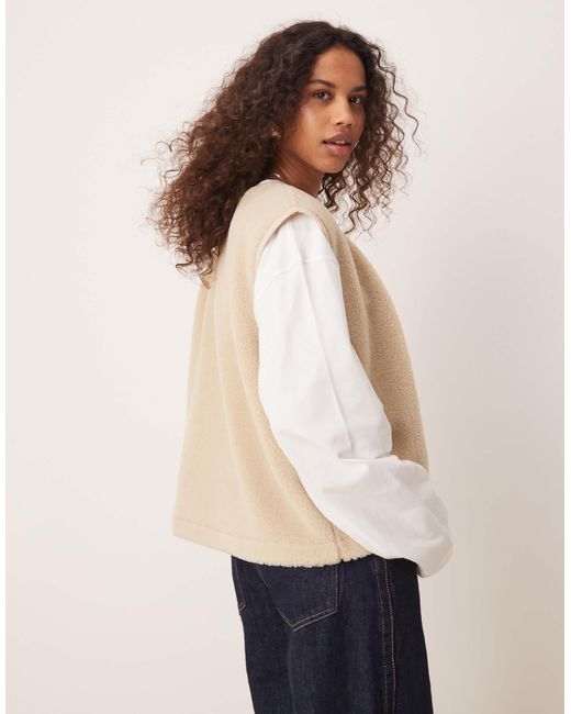 ASOS Blue Borg Gilet With Binding