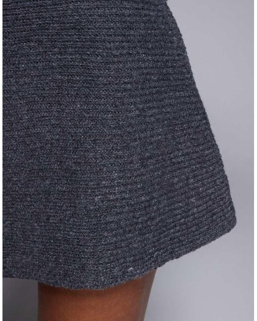 Kaiia Gray Exclusive Ribbed Knit Mini Skater Skirt Co-ord