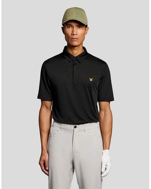 Lyle & Scott Black Ss Polo Shirts Golf Concealed Placket Polo Shirt for men