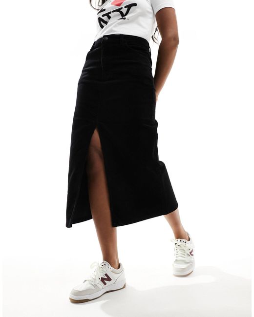 Nobody's Child Black Cord Midi Skirt