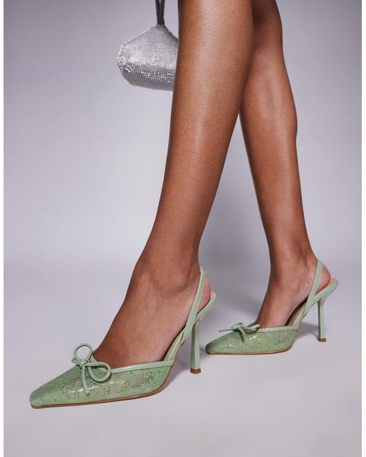 SIMMI White Simmi London Bebee Bow Detail Open Back Heeled Pumps