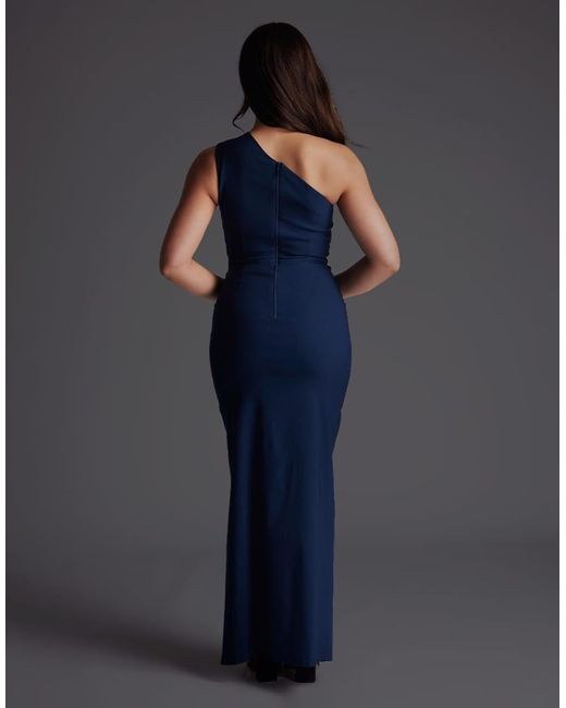 Vesper Petite Blue One Shoulder Cut Out Maxi Dress
