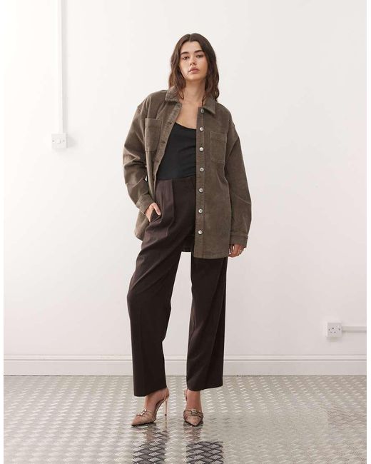 Noisy May Brown Oversized Cord Shirt