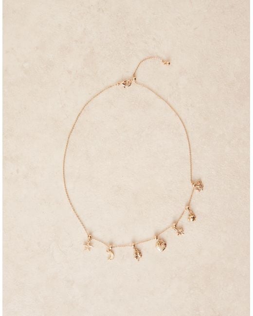 ASOS Natural Asos Design Curve Short Necklace With Multi-charm Details