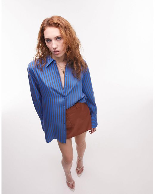 TOPSHOP Multiwear Stripe Shirt in Blue | Lyst Australia