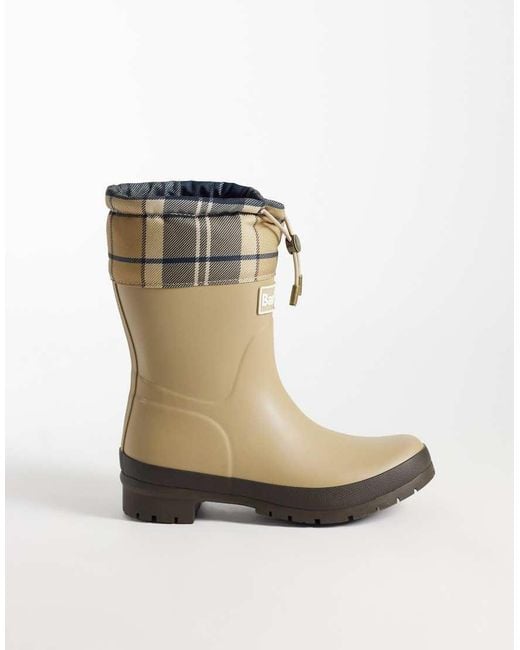 Barbour White Mowbray Tartan Mid Welly Boots