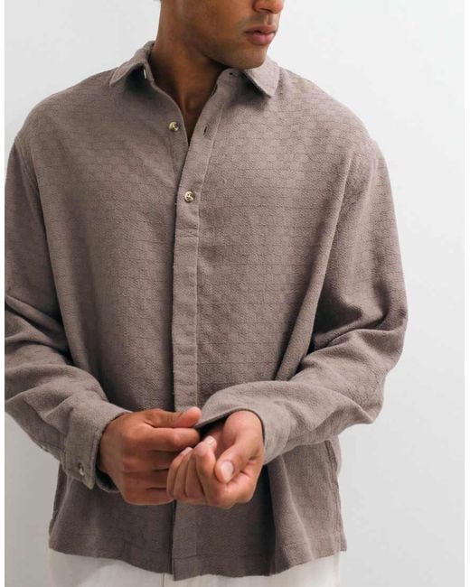 ASOS Brown Oversized Textured Shirt for men