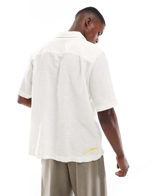 Camicia Bianco Sporco Ricamata Con Rever di Only & Sons in White da Uomo