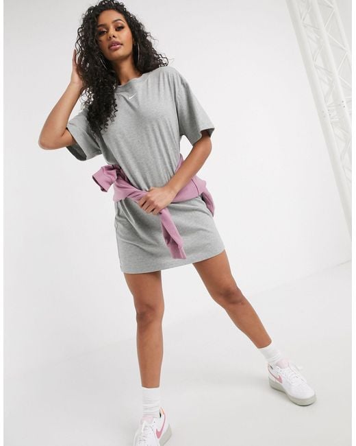 Nike Cotton Mini Swoosh Oversized T-shirt Dress in Grey (Gray) - Save 6% |  Lyst