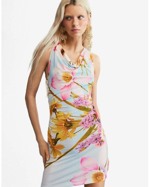 Desigual Blue Sleeveless Printed Dress