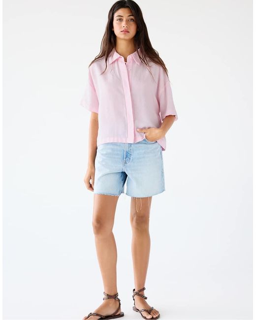 Camicia Stile Rustico A Maniche Corte di Pull&Bear in Pink